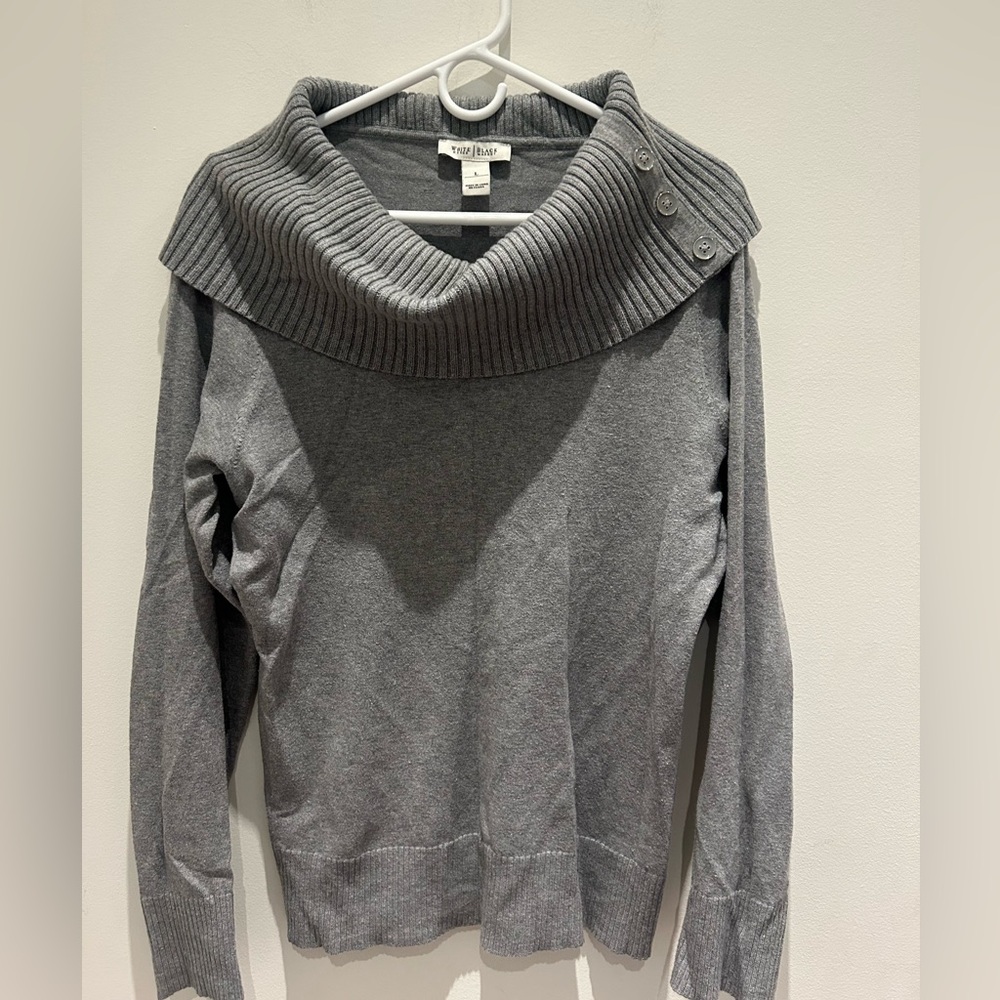 White House Black Market Charcoal Cowl Neck Sweater